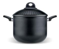 Pensofal, Pentola per pasta, Serie BioStone®, Pastasi, Alluminio con rivestimento antiaderente, Diametro 20 cm, 5L, Maniglie In Bakelite, In Scatola Regalo, Adatta AllInduzione, Effetto Pietra, Nero