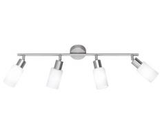 Reality Leuchten 4 Spot Reality R80014007 Mars Faretto, 4xE14, 40 W, Nichel Opaco/Bianco, 60x21cm E14