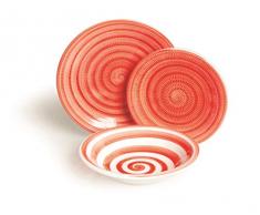 Excelsa Old Italy Servizio Piatti 18 Pezzi, Ceramica, Rosso