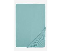Biberna 0077866 Lenzuolo con angoli elasticizzati in jersey (altezza massima del materasso 25 cm) (cotone/elastan) 180 x 200 cm â > 200 x 220 cm, acqua