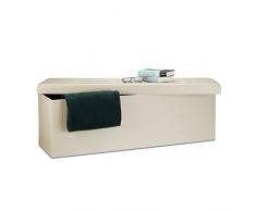 Relaxdays 10019045_550 Sgabello Pieghevole Cassapanca Pouf, Tessuto, Crema, 114 x 38 x 38 cm