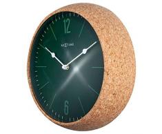 NEXTIME Cork Orologio da Parete, Sughero, Verde, 30 cm