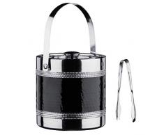 Premier Housewares 0507785 Secchiello per Il Ghiaccio, Acciaio Inox, Banda Effetto Martellato, Nero