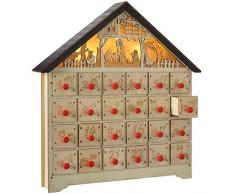 WeRChristmas Decorazione natalizia, casetta in legno con presepe retroilluminato e calendario dellAvvento, 36 cm