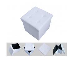 Todeco - Panca Pieghevole, Ottomana di Archiviazione Pieghevole, Materiale: Finta pelle, 38 x 38 x 38 cm, Bianco