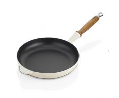 Le Creuset Padella in Ghisa con Manico di Legno, Rotonda, Ã 28 cm, Adatta a Tutte le Fonti di Calore incl. Induzione, 3,28 kg, Crema