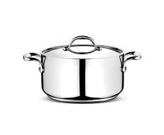 Lagostina Accademia Lagofusion Casseruola Fonda con 2 Maniglie e Coperchio, Acciaio Inossidabile, Argento, 16 cm