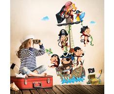 wall art R00383 Wall Sticker per bambini scimmie einschiffung, Wallpaper, Multicolore, 40 X 120 X CM