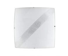 ONLI Plafoniera Quadra in Vetro Bianco Lucido con Fascia Brillante