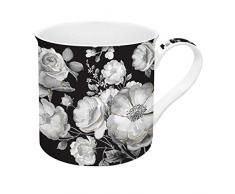 EASY LIFE Mug 300 ml in Porcellana fine China Trend & Color Black Garden Flowers