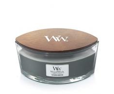 Woodwick Ellipse Candela Profumata con Stoppino Scoppiettante, Falò Notturno, Fino A 50 Ore, Verde, 19 x 12 x 9.2 cm