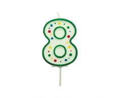 PME CA058 Candela Numero 8 Piccola, Cera, Verde, 4.3 cm