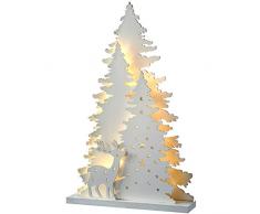 WeRChristmas - Albero e Renna Scene Decorazione della tavola di Natale, Legno, 46 cm - Bianco