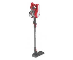 Hoover 39400928 HF122RH 011 Aspirapolvere a batteria, Sistema ciclonico, 0.9L, Batteria al litio rimovibile da 22 V, 40 minuti, 2 velocità, Argento/Rosso