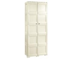 Tontarelli Omnimodus Armadio 5 Moduli 5 Ripiani 4 Vani Aperti, Plastica, Angora, 79x47x203 cm