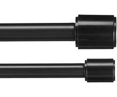 AmazonBasics - Bastone da tenda doppio da 2,54 cm con terminali decorativi a forma di tappo, da 1,83 a 3,65 m , Nero