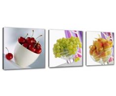 Visario 4218 - Quadro su Tela per Cucina, Motivo: Frutta, 150 x 50 cm, 3 Pezzi