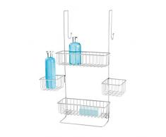 InterDesign Metalo Portaoggetti doccia da appendere, Portasapone doccia in metallo con 4 cestelli, argento