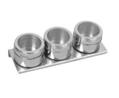 Equinox 505238 - Set 3 contenitori per spezie magnetici in Acciaio Inox, Diametro 6 cm
