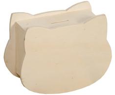 Artemio, Salvadanaio, in Legno, Motivo: micio, 15 x 10,5 x 6.3 cm, Colore: Beige
