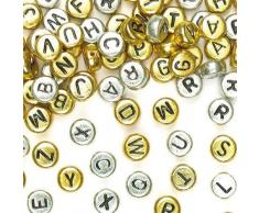Baker Ross Perline con lettere dellalfabeto color oro e argento per le creazioni e la bigiotteria fai da te dei bambini (confezione da 400)