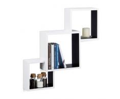 Relaxdays 10021804_362 Mensole da Parete a Forma di Cubo, Pensili, Grandi, MDF, HxLxP: 66x66x15 cm, Bianco-Nero