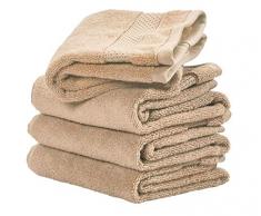 iDesign Spa Bagno con Fascia Intrecciato, Kit Piccoli Cotone 100%, Set da 4 Asciugamani Viso e Corpo con Nastro per Appendere, Beige, 71,1 cm x 40,6 cm x 0,3 cm, 4 unitÃ 