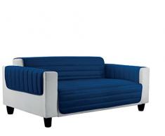 Italian Bed Linen Elegant Copri Divano Trapuntato in Microfibra Anallergica, Doubleface, Blu Scuro/Grigio Chiaro, Singolo, 1 Posto