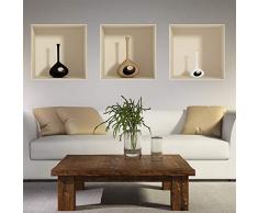 Adesivo Effetto 3D| Stickers Vasi - Decorazione murale camere e soggiorni - 30 x 90 cm