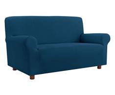 Italian Bed Linen Matthew Copridivano Bielastico Sagomato, Tessuto a Struttura Rigata, 96% Poliestere, 4% Elastometro, Blu Scuro, Singolo, 70/110 x 90 cm