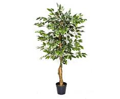 GreenBrokers Variegated Tree Albero di ficus Artificiale variegato 140 cm, Pianta in Vaso