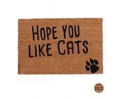 Relaxdays Hope You Like Cats Zerbino con Scritta, Fibre di Cocco, Marrone, 1.5 X 60 X 40 Cm