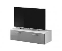 E-Com Mobile TV Armadio Supporto Boston Frontale, Colore: Bianco Opaco/Grigio Lucido (100Â cm)
