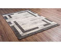 Serdim Rugs Tappeto Moderno per Salotto dal Design Geometrico Extra Morbido con Spessore di 11 mm, Colori Panna e Argento (Argento, 80 x 150 cm)