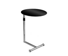 Premier Housewares 2401395 Tavolo Rotondao regolabile con Piano in Vetro Nero e Gambe Cromate, 70x45x45 cm