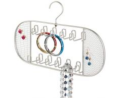 InterDesign Axis Organizzatore Gioielli Pensile per Armadi, 22 Ganci, Metallo, Argento, 34.25x3.75x22.25 cm