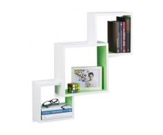 Relaxdays 10021804_252 Mensole da Parete a Forma di Cubo, Pensili, Grandi, MDF, HxLxP: 66x66x15 cm, Bianco-Verde