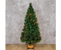 XMASKING Albero Verde 150 cm, Fibre ottiche Multicolor sfumate, Giochi di Luce Colorati, trasformatore 12V, Alberi di Natale Finti, alberelli Colorati