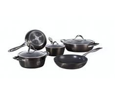 Aeternum Y0F4SET008, Elegantia Parodi Set Batteria di Padelle e Pentole 8 pezzi, Adatta allinduzione, Alluminio, Nero