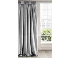 Eurofirany Tenda Oscurante vellutata Grigio Acciaio, Velluto, Morbida, arricciata, Elegante, di Alta qualità, Glamour per Camera da Letto, Soggiorno, 140 x 270 cm