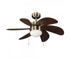 ventilatore da soffitto con luce - Marea. Moderno 76.2 x 76.2 x 41.5 cm CUOIO