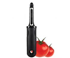 OXO Serrated Peeler Pelapatate Seghettato, Acciaio, Nero, 12x26x4 cm