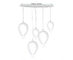 ONLI Lampada a Sospensione con Palloncini in Vetro bianco. Lampadine LED-G9 Incluse