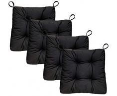 Traumnacht Premium, Cuscino per Sedia, Set di 4, Nero, 38 x 40 x 7cm