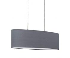 EGLO PASTERI 2 lampade a sospensione in tessuto E27, Nichel opaco, grigio, L: 75 cm