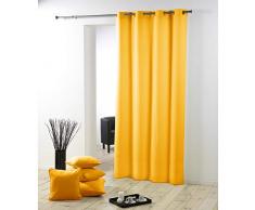 Douceur dIntÃ©rieur Tenda con occhielli, essenziale, in plastica e poliestere, colore giallo, ceramica, giallo, 140x2x260 cm