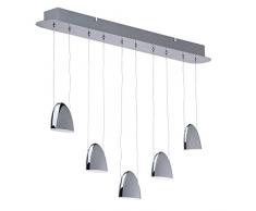 Lampadario da soffitto moderno industriale pendente colore cromo lucente metallo acrilico acciaio inossidabile LED bulbs incl high-tech innovativo contemporaneo in soggiorno salotto o in cucina