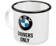 Nostalgic-Art Tazza smaltata retrò, BMW – Drivers Only – Idea regalo per amanti di accessori per auto, Coppa da campeggio, Design vintage, 360 ml