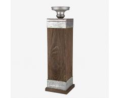 Better & Best Candelabro Alto Quadrato Argento t, Dimensioni 13 x 13 x 46 cm (portacandele 9,5 x 9,5 cm), Materiale: Legno/Metallo, Taglia Unica