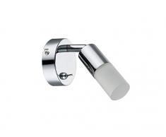 WOFI lampada da parete, 1Â Luce Atkins 1Â x LED/5Â W, 8Â x 15, 5Â x 8Â cm, 3000Â K, 400Â lm, classe di consumo energetico A + vetro bianco Interruttore incluso, cromo 4729.01.01.0000